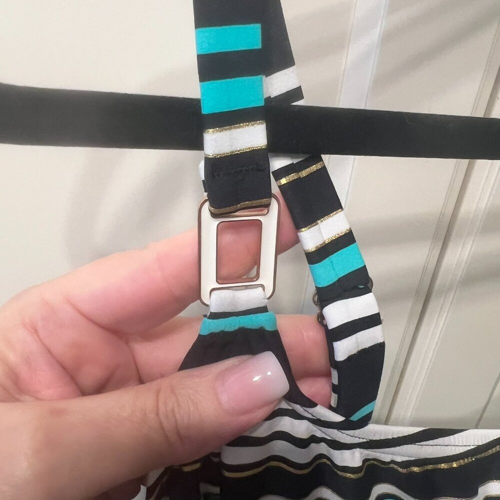 CAPTIVA‎ by CHRISTINA Turquoise Stripe Resort Tankini Top (Size 2X) - Picture 4 of 11